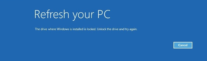 the drive where windows is installed is locked